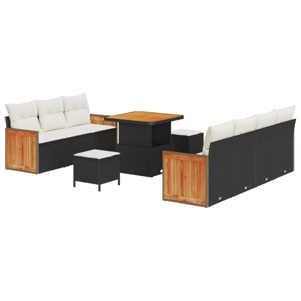Gartensofa-set 10 stk. 9-Sitzanzahl Schwarz und Creme
