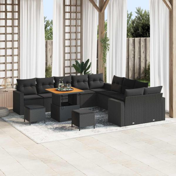 ARDEBO.de - Gartensofa-set 17 stk. 10-Sitzanzahl Schwarz Poly-Rattan
