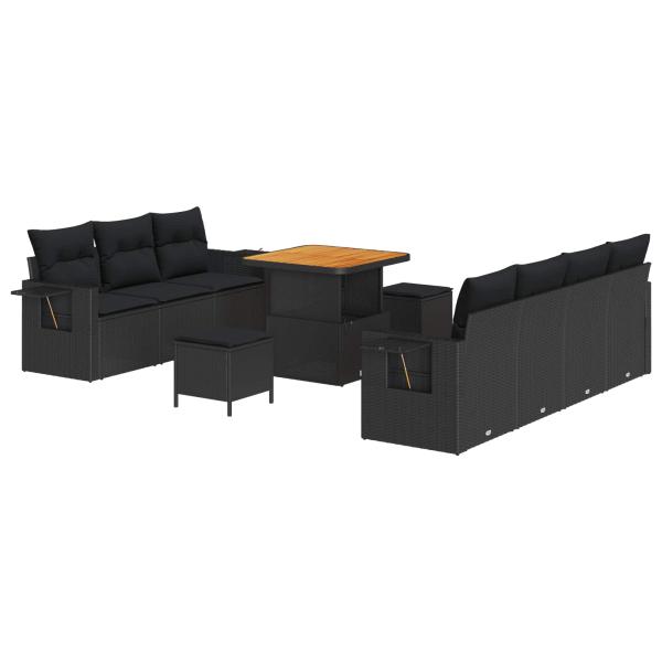 Gartensofa-set 10 stk. 7-Sitzanzahl Schwarz Poly-Rattan
