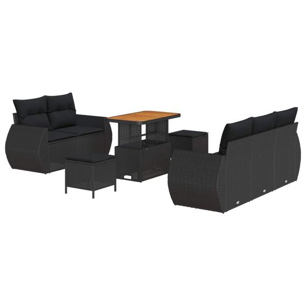 Gartensofa-set 8 stk. 5-Sitzanzahl Schwarz Poly-Rattan