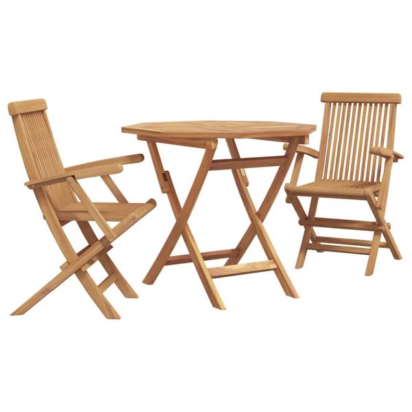 3-teiliges klappbares Garten Bistro Set aus solidem Teakholz