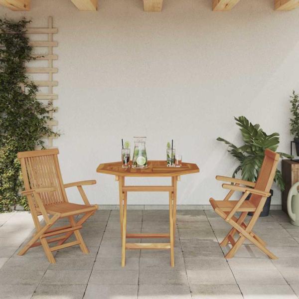 3-teiliges klappbares Garten Bistro Set aus solidem Teakholz