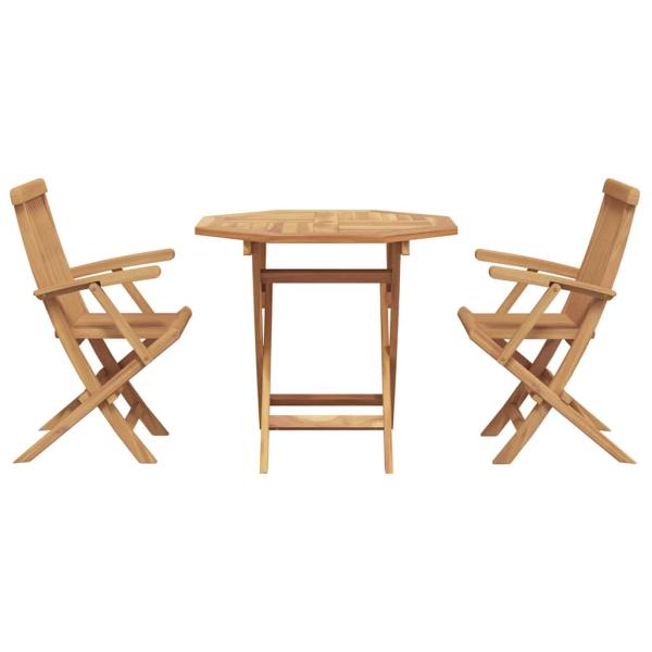 3-teiliges klappbares Garten Bistro Set aus solidem Teakholz