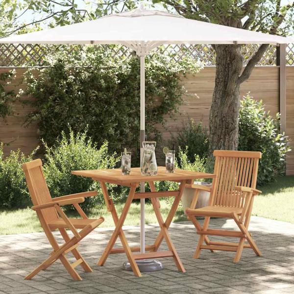 ARDEBO.de - 3-teiliges Faltbares Garten Bistro Set aus massivem Akazienholz