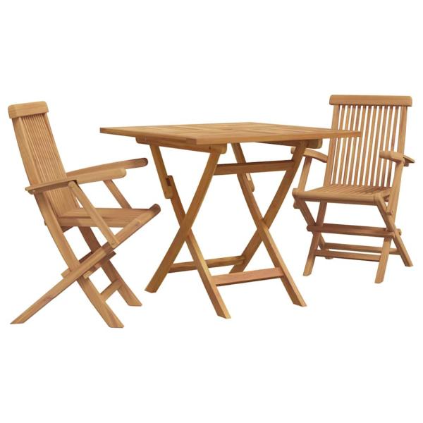 3-teiliges Faltbares Garten Bistro Set aus massivem Akazienholz