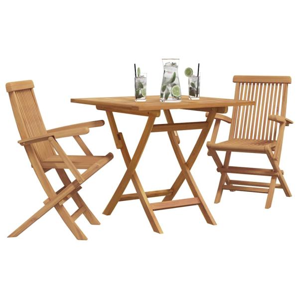3-teiliges Faltbares Garten Bistro Set aus massivem Akazienholz