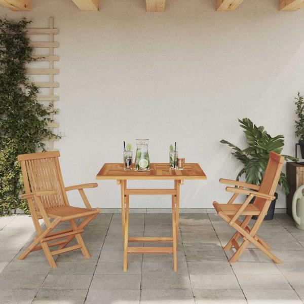 3-teiliges Faltbares Garten Bistro Set aus massivem Akazienholz