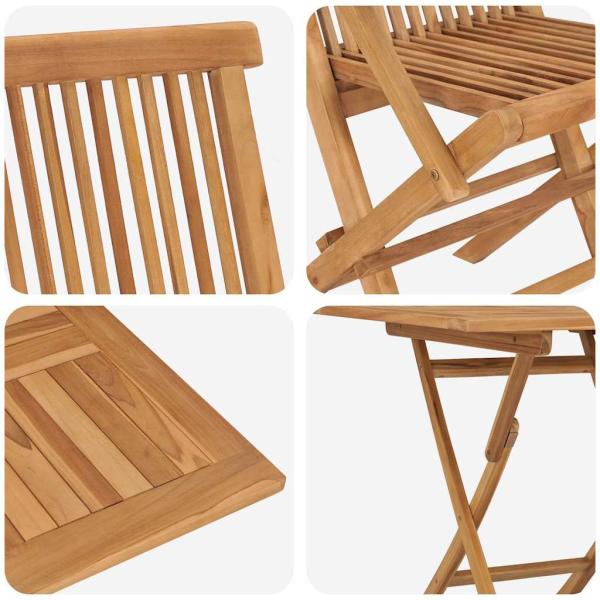 3-teiliges Faltbares Garten Bistro Set aus massivem Akazienholz