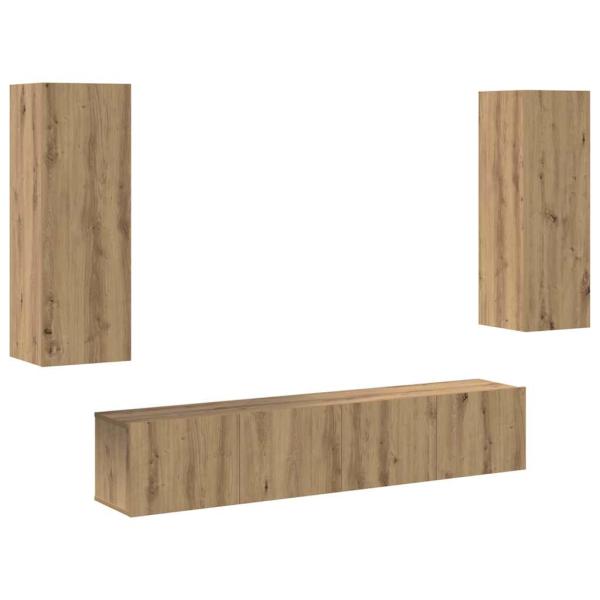 4-teiliges TV Schrank Set Wandmontiert Artisan Eiche Spanplatten