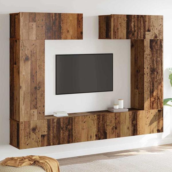ARDEBO.de - 6-teilige TV Schrank Set Altes Holz Ingenieurholz