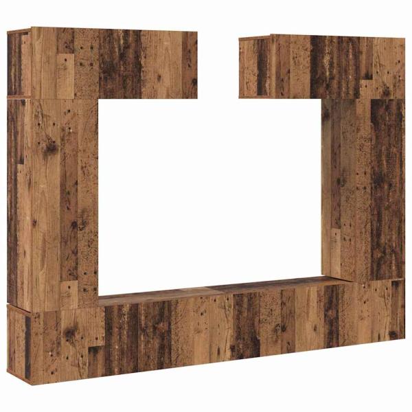 6-teilige TV Schrank Set Altes Holz Ingenieurholz