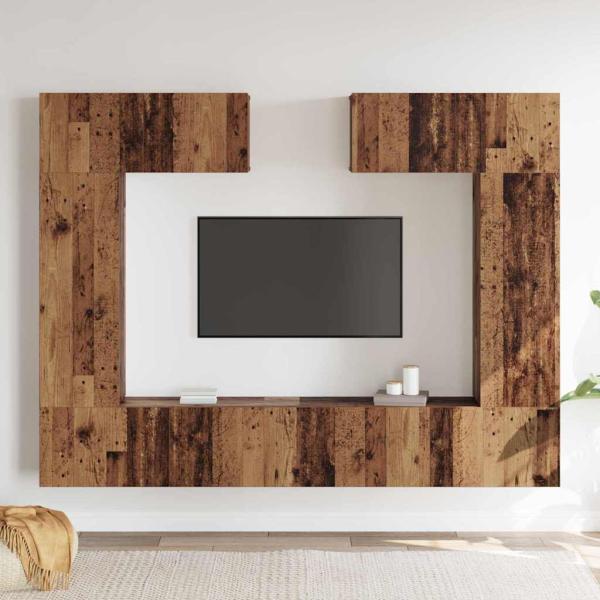 6-teilige TV Schrank Set Altes Holz Ingenieurholz