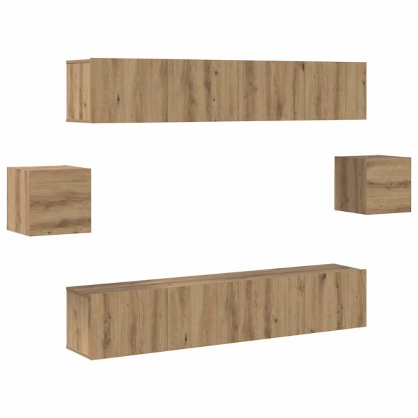 6-teiliges TV Schrank Set Artisan Eiche Hergestelltes Holz
