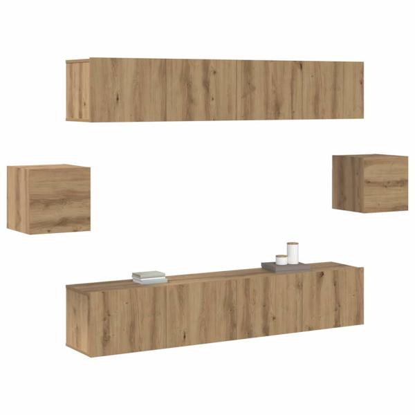 6-teiliges TV Schrank Set Artisan Eiche Hergestelltes Holz