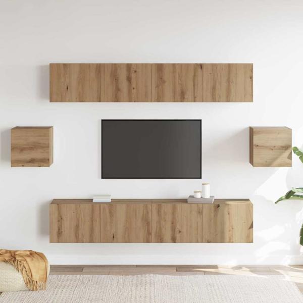 6-teiliges TV Schrank Set Artisan Eiche Hergestelltes Holz