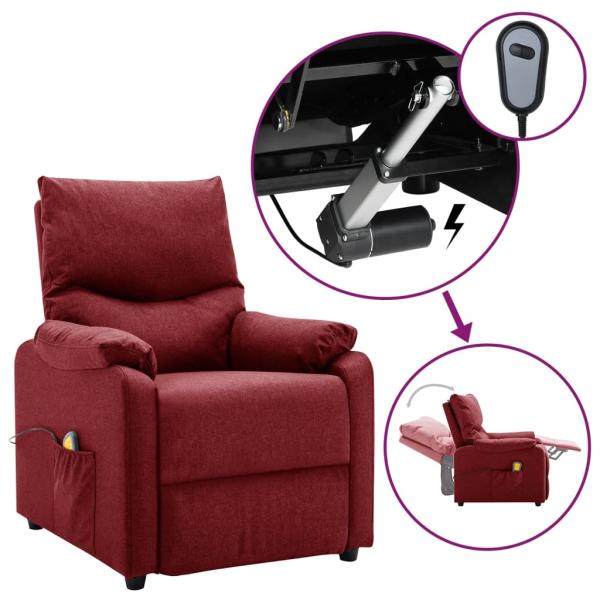 Massagesessel Elektrisch Weinrot Stoff