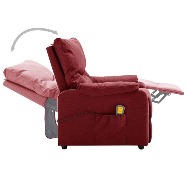 Massagesessel Elektrisch Weinrot Stoff