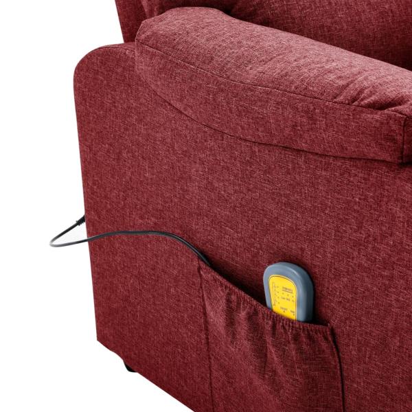 Massagesessel Elektrisch Weinrot Stoff