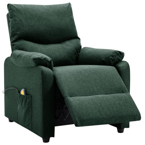 Elektrischer Massagesessel Dunkelgrün Stoff