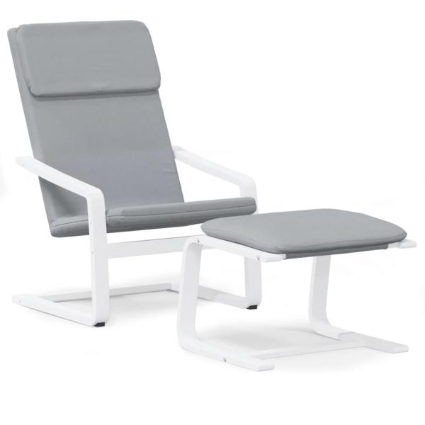 Relaxsessel mit Hocker Hellgrau Stoff
