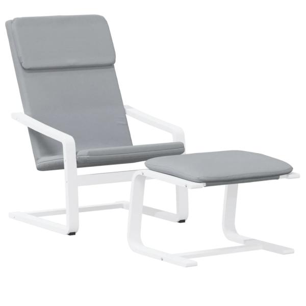 Relaxsessel mit Hocker Hellgrau Stoff