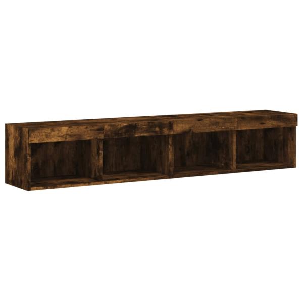 TV-Schränke mit LED-Leuchten 2 Stk. Räuchereiche 80x30x30 cm