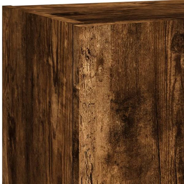 4-tlg. Wohnwand mit LED-Beleuchtung Räuchereiche Holzwerkstoff