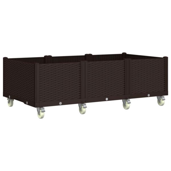 Pflanzkasten mit Rollen Braun 150x80x54 cm PP