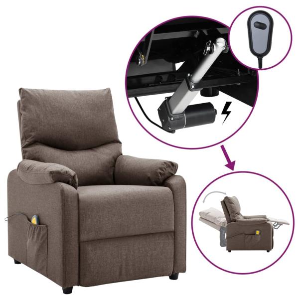 Massagesessel Elektrisch Taupe Stoff