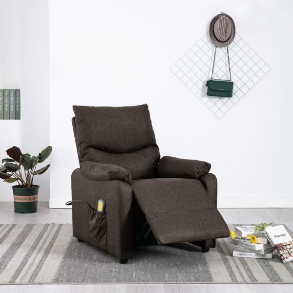 Massagesessel Dunkelbraun Stoff