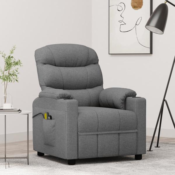ARDEBO.de - Massagesessel Elektrisch Hellgrau Stoff