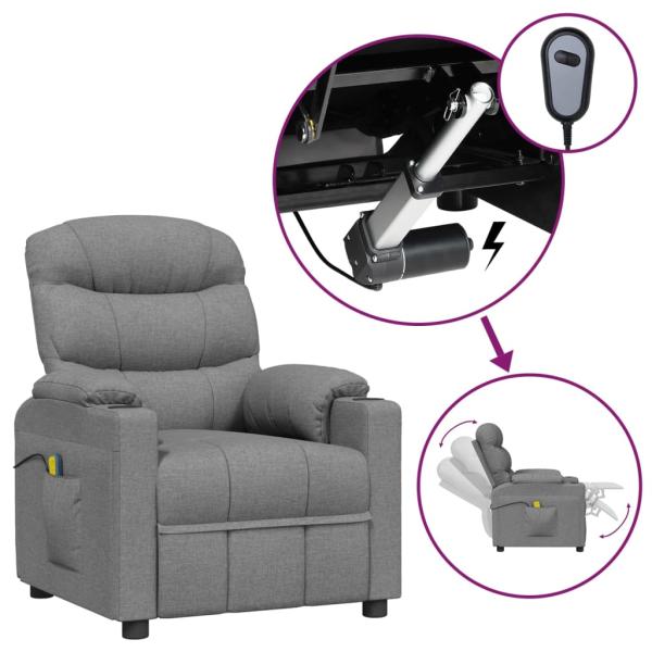 Massagesessel Elektrisch Hellgrau Stoff