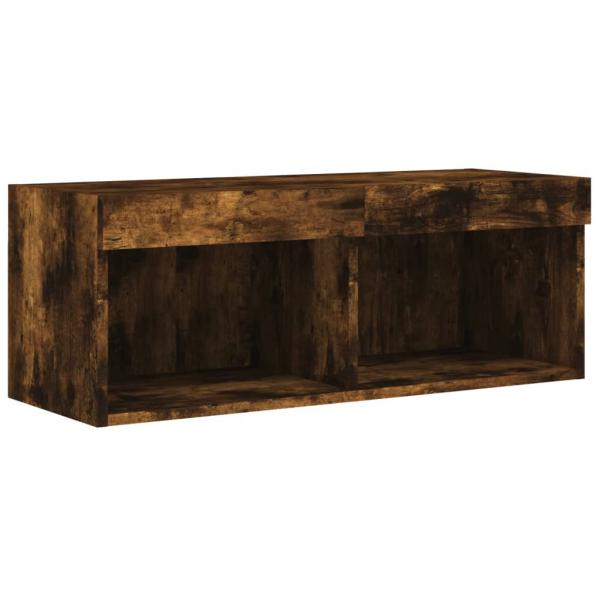 8-tlg. Wohnwand mit LED-Beleuchtung Räuchereiche Holzwerkstoff