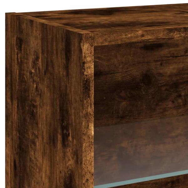 8-tlg. Wohnwand mit LED-Beleuchtung Räuchereiche Holzwerkstoff