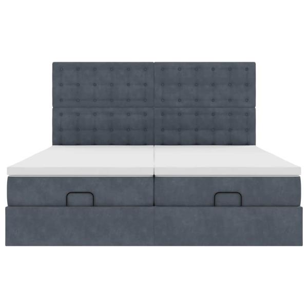 Ottoman-Bett mit Matratzen & LEDs Dunkelgrau 160x200 cm Samt