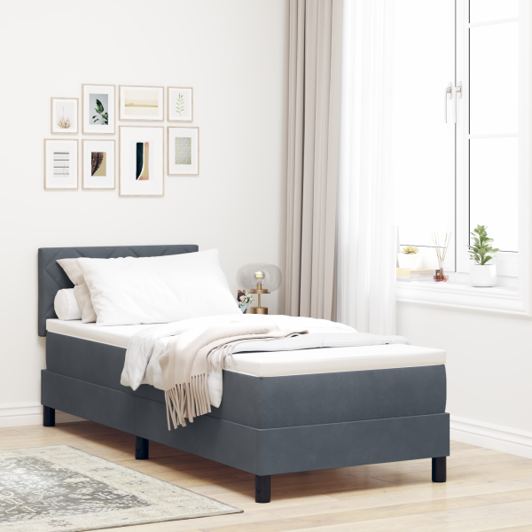 Boxspringbett mit Matratze Dunkelgrau 80x200 cm Samt