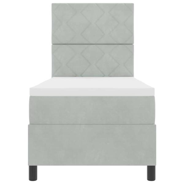 Boxspringbett mit Matratze Hellgrau 80x200 cm Samt