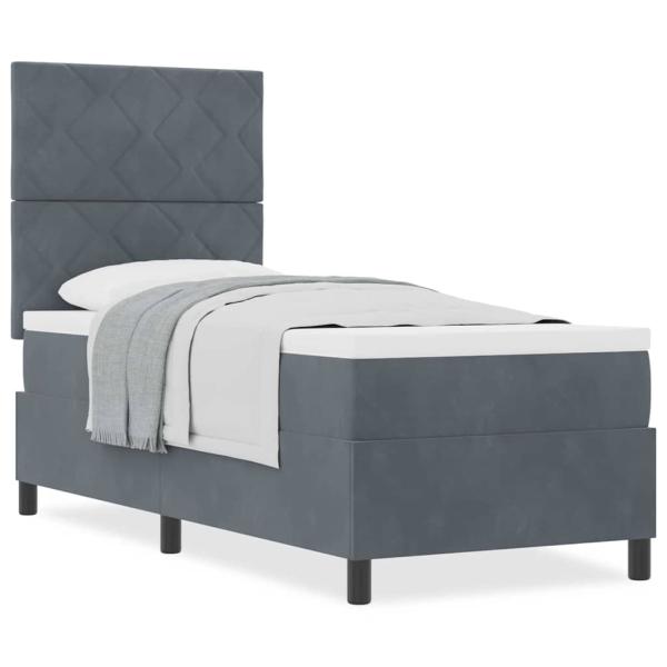 Boxspringbett mit Matratze Dunkelgrau 80x200 cm Samt