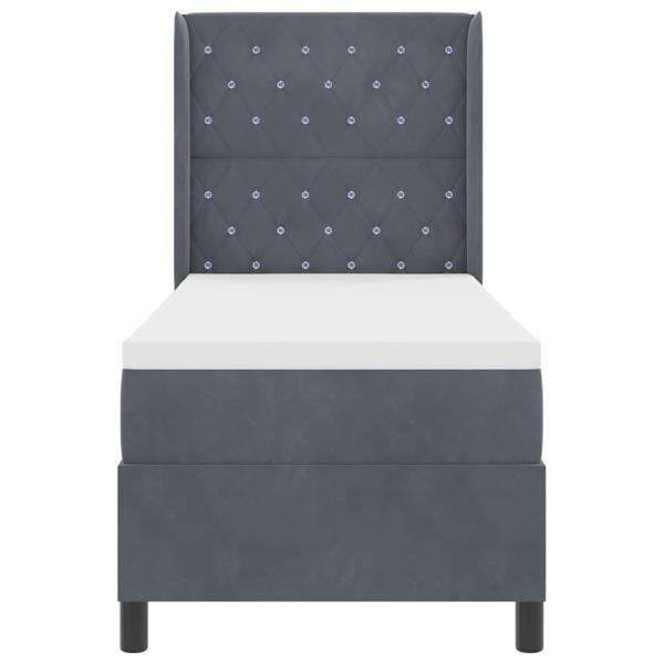 LED Boxspringbett mit Matratze Dunkelgrau 80x200 cm Samt