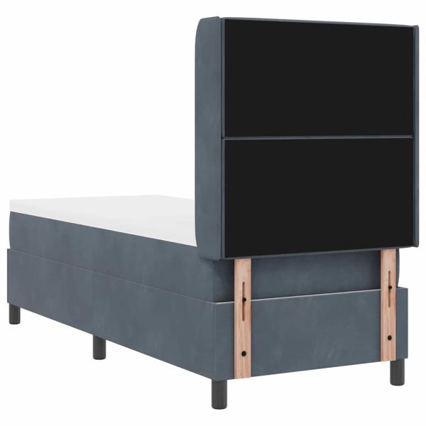 LED Boxspringbett mit Matratze Dunkelgrau 80x200 cm Samt
