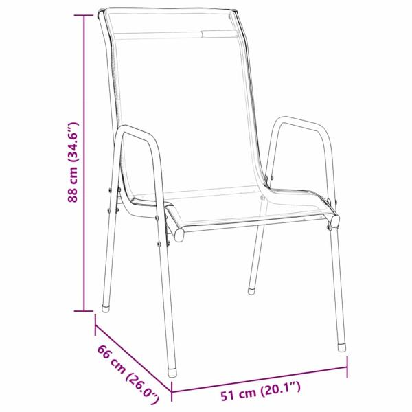 5-teiliges Garten Esszimmerset Schwarz Textilene und Stahl