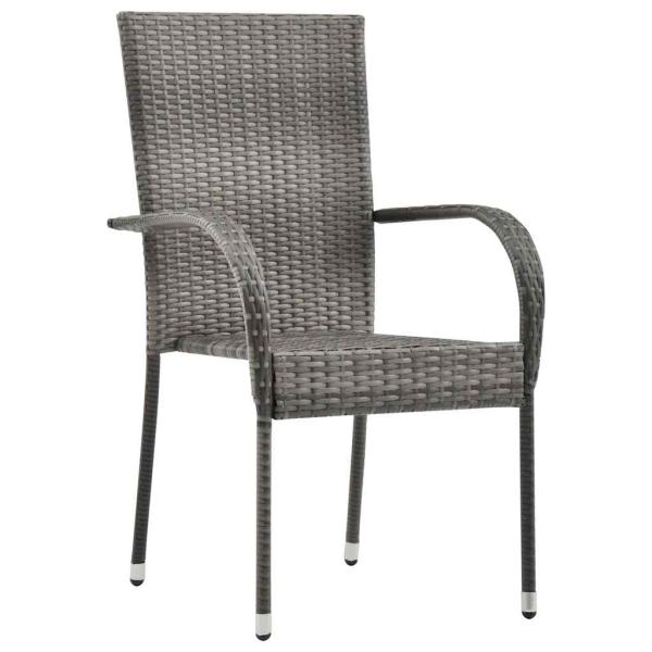 5-teiliges Garten-Esstischset Grau Poly-Rattan