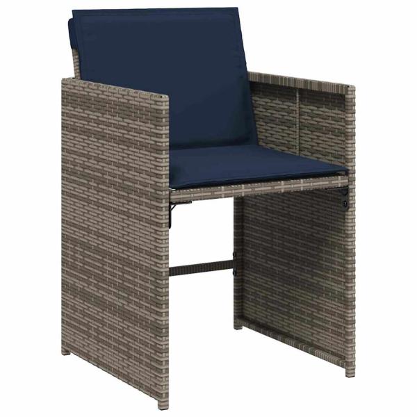 5-teiliges Garten-Essgruppen-Set mit Kissen grau Poly-Rattan