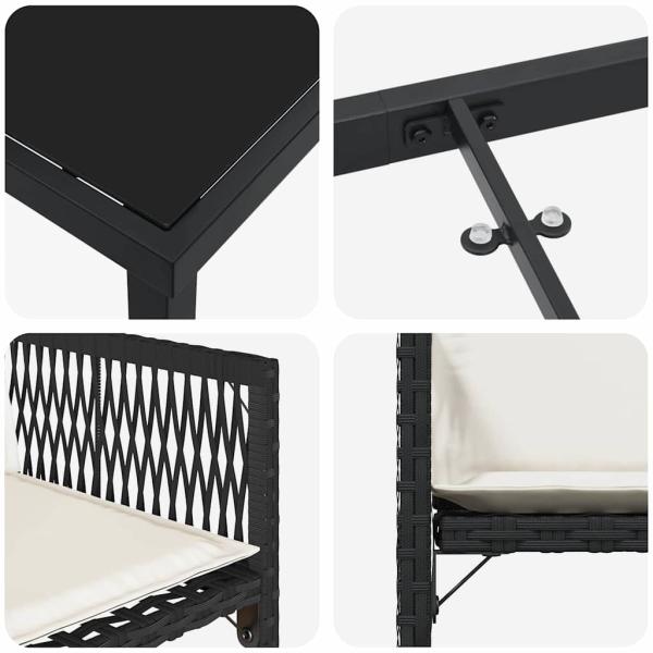 Garten Essgruppe 5 pcs Schwarz Poly-Rattan
