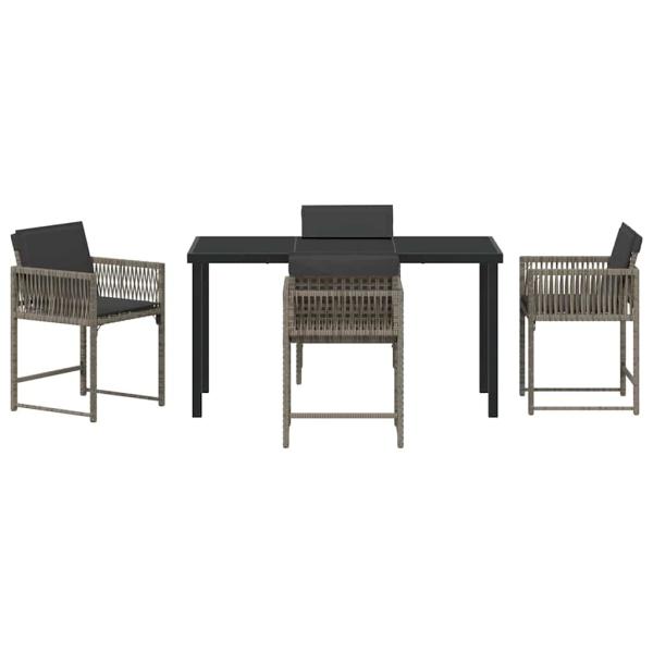 Garten Essgruppe 5 pcs Grau Poly-Rattan