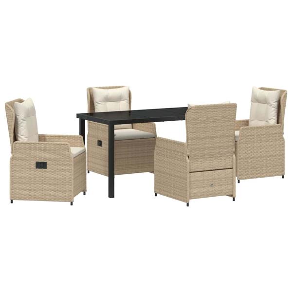 Garten Essgruppe 5 stk. Beige und Hellgrau Poly-Rattan