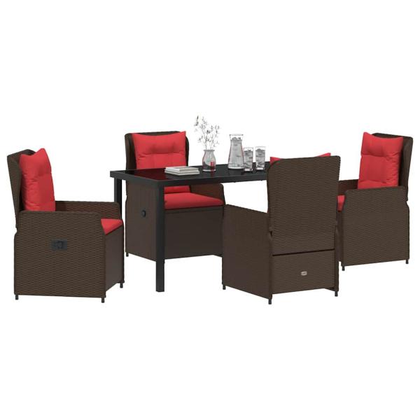 5-teiliges Garten-Dining-Set Braun Poly Rattan