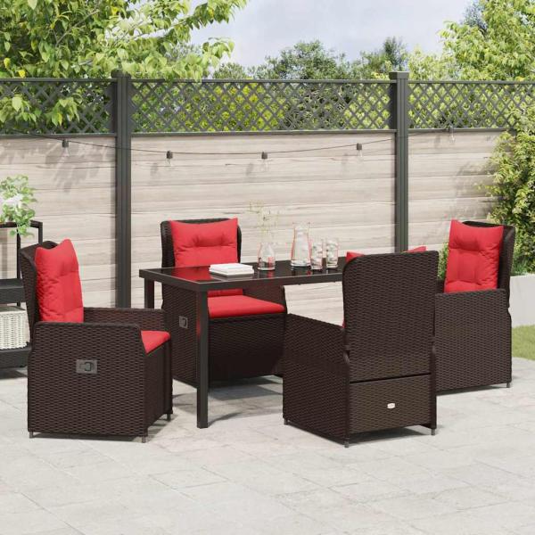 5-teiliges Garten-Dining-Set Braun Poly Rattan