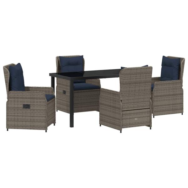 5-teiliges Garten-Ess-Set Grau Poly-Rattan