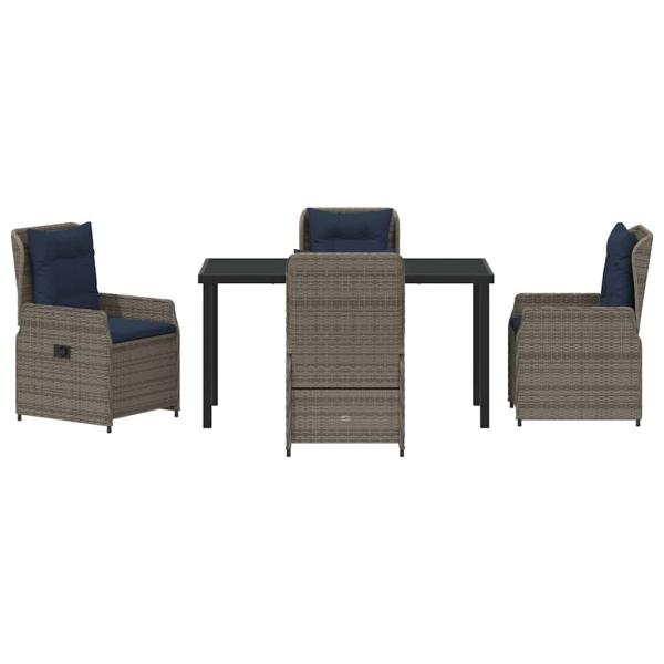 5-teiliges Garten-Ess-Set Grau Poly-Rattan